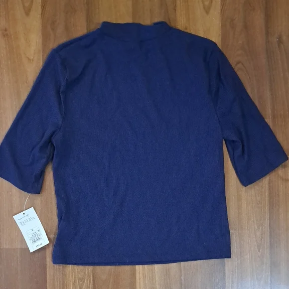 A New Day Deep Blue Ribbed Top - Picture 4 of 4